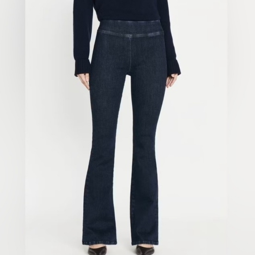 FRAME The Jet Set Flare Keller Pull On Stretch Denim Jeans Small Elastic Waist